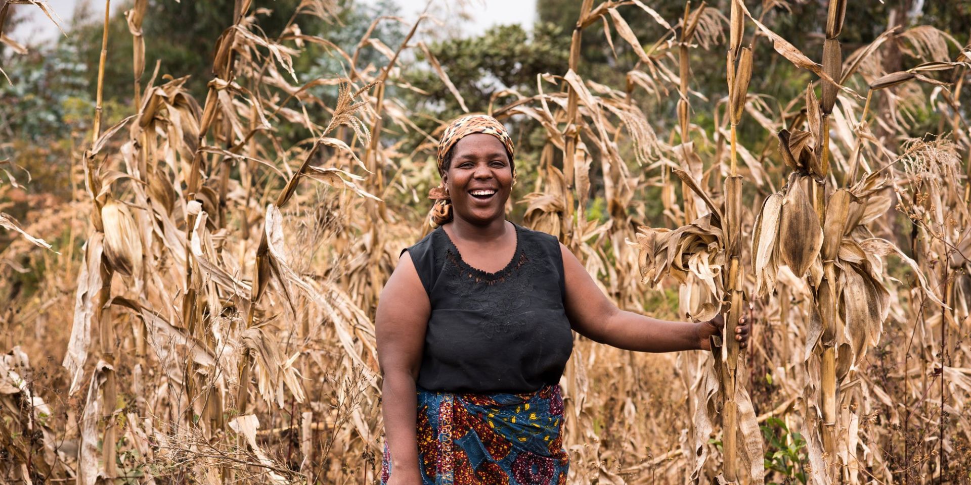 Female farmer with maize crop