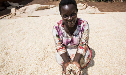 Woman farmer showing off her seeds