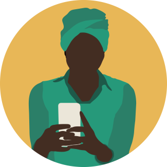 Illustration of a woman looking at her mobile phone