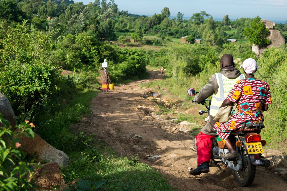 Given their versatility, motorbikes can quickly meander through the hilly terrain and dirt roads that characterise most of rural western Kenya.