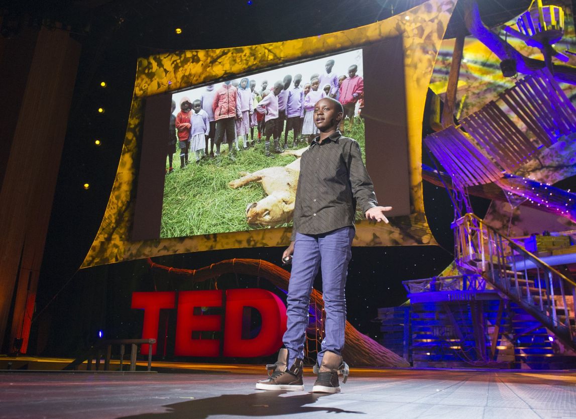 Richard Turere giving a TED talk