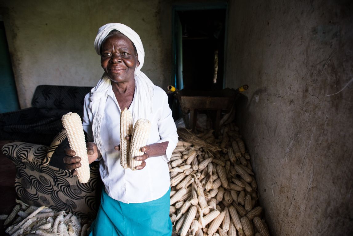 Theresa Wanyama with maize