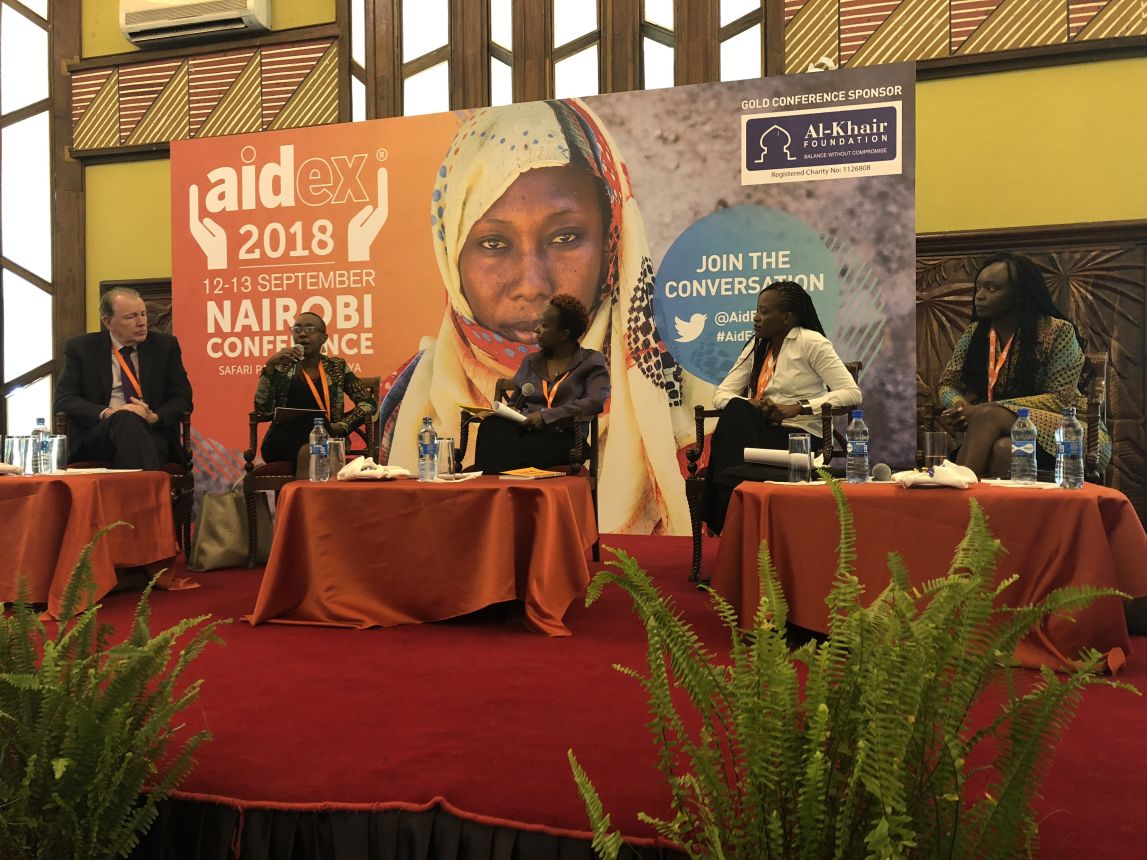 Jennifer (second from left) discusses social change in the digital age at the Aidex Nairobi conference.